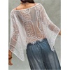image:imageGORGLITTER Womens Lace Sheer Poncho Top Mesh See Through Cover Up Sexy Blouses Bat Wing Asymmetrical TopsWhite