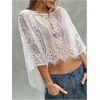 image:imageGORGLITTER Womens Lace Sheer Poncho Top Mesh See Through Cover Up Sexy Blouses Bat Wing Asymmetrical TopsWhite