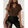 image:imageGORGLITTER Womens Lace Short Sleeve V Neck Casual Tee T Shirts Tops  Lace V Neck Country Concert Dressy Date Night Party Brunch Blouse Going Out Tops Trendy 2026Brown