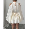 image:imageGORGLITTER Womens Pleated Cold Shoulder Bat Wing Tops Flowy Blouses  Tie Waist Long Sleeve Ladies Causal Blouses Work Business Office Asymmetrical Fall Outfits 2026Apricot