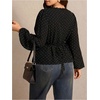image:imageGORGLITTER Womens Plus Size Date Night Tops Polka Dots Lace Bishop Long Sleeve Deep V Peplum Shirts Flowy Blouse TopsBlack