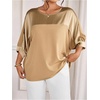 image:imageGORGLITTER Womens Plus Size Going Out Tops Western Gothic Country Outfits  Metallic Short Sleeve Crew Neck Tunic T Shirts Blouses Tops FestivalKhaki