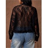 image:imageGORGLITTER Womens Plus Size Lace Tops Sheer Mesh Tie Front Deep V Neck Blouse Y2k See Through ShirtsBlack