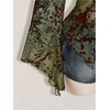 image:imageGORGLITTER Womens Plus Size Mesh Bell Sleeve Top 70s Tie Front Paisley Boho Peplum Babydoll Tops BlouseGreen