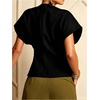 image:imageGORGLITTER Womens Plus Size Metal Wrap Top Dressy Casual V Neck Dolman Short Sleeve Blouse Elegant Business Shirt