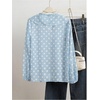 image:imageGORGLITTER Womens Polka Dots Blouse Dressy Ruffle 34 Sleeve V Neck Button Down Shirt Business Casual Office Work TopBlue
