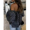 image:imageGORGLITTER Womens Polka Dots Off The Shoulder Blouse Cute Going Out Tops  Puff Sleeve Ruffle Flowy Tops Off Shoulder Y2k Polka Dots Tops Dressy Cute Tops for Date NightBlack