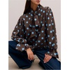 image:imageGORGLITTER Womens Polka Dots Top Blouses Dressy Business Casual Outfits  Button Up Bishop Long Sleeve Tie Front Shirts Work Office Going Out Outfits Elegant Fancy ClothesBrown