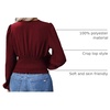 image:imageGORGLITTER Womens Ruched V Neck Blouse Business Casual Cinched Waist Top  Lantern Sleeve Blouse Date Night Tops Sexy Shirts for Women Going Out Dressy Crop BlouseBurgundy