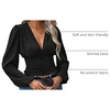 image:imageGORGLITTER Womens Ruched V Neck Blouse Business Casual Cinched Waist Top  Lantern Sleeve Blouse Date Night Tops Sexy Shirts for Women Going Out Dressy Crop BlouseBlack