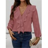 image:imageGORGLITTER Womens Ruffled Top Blouses Dressy Business Casual Outfits  Button Up Long Sleeve V Neck Shirts Work Office Outfits Elegant Fancy ClothesDusty Pink