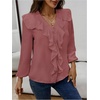 image:imageGORGLITTER Womens Ruffled Top Blouses Dressy Business Casual Outfits  Button Up Long Sleeve V Neck Shirts Work Office Outfits Elegant Fancy ClothesDusty Pink