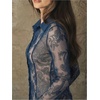 image:imageGORGLITTER Womens Sheer Long Sleeve Shirt Blouses Dressy Casual Boho Paisley Lace Button Down Going Out TopsRoyal Blue