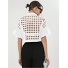 image:imageGORGLITTER Womens Sheer Mesh Crop Top Button Up Shirts Puff Sleeve Blouse  Sheer Tops for Women Blouses Dressy Casual Concert Going Out Top Crop Button Down ShirtsWhite