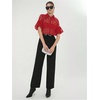 image:imageGORGLITTER Womens Sheer Mesh Crop Top Button Up Shirts Puff Sleeve Blouse  Sheer Tops for Women Blouses Dressy Casual Concert Going Out Top Crop Button Down ShirtsRed
