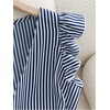 image:imageGORGLITTER Womens Striped Babydoll Peplum Tops Ruffle Wrap V Neck Blouse  Short Cap Sleeve Cinched Waist Dressy Elegant Shirts Business Casual Outfits Going Out OutfitsBlue and White