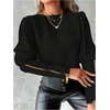 image:imageGORGLITTER Womens Work Blouse Long Sleeve Business Dressy Office Outfits  Button Back Leg of Mutton Tops Business Attire Corporate Clothes Fall Outfits Office Wear 2026Black Zipper