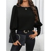 image:imageGORGLITTER Womens Work Blouse Long Sleeve Business Dressy Office Outfits  Button Back Leg of Mutton Tops Business Attire Corporate Clothes Fall Outfits Office Wear 2026Black Zipper
