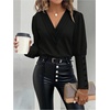 image:imageGORGLITTER Womens Work Outfits Long Sleeve Office Business Dressy Blouse  V Neck Tops Blouses Women Dressy Casual Business Attire Professional Clothes Fall OutfitsBlack