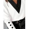image:imageGORGLITTER Womens Work Outfits Long Sleeve Office Business Dressy Blouse  V Neck Tops Blouses Women Dressy Casual Business Attire Professional Clothes Fall OutfitsBlack and White