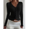 image:imageGORGLITTER Womens Y2k Long Sleeve Lace Button Up Shirt Going Out Tops  Long Sleeve Deep V Neck Lace Button Up Kawaii Sweater Gyaru Clothes Y2k Blouse for Going OutBlack