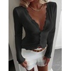 image:imageGORGLITTER Womens Y2k Long Sleeve Lace Button Up Shirt Going Out Tops  Long Sleeve Deep V Neck Lace Button Up Kawaii Sweater Gyaru Clothes Y2k Blouse for Going OutBlack