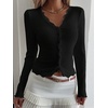 image:imageGORGLITTER Womens Y2k Long Sleeve Lace Button Up Shirt Going Out Tops  Long Sleeve Deep V Neck Lace Button Up Kawaii Sweater Gyaru Clothes Y2k Blouse for Going OutBlack