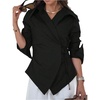 image:imageGORGLITTER Womens Asymmetrical Wrap Top Blouses Dressy Casual Outfits  Tie Front Long Sleeve V Neck Shirts Business Work Office Outfits Elegant Fancy ClothesBlack