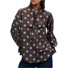 image:imageGORGLITTER Womens Polka Dots Top Blouses Dressy Business Casual Outfits  Button Up Bishop Long Sleeve Tie Front Shirts Work Office Going Out Outfits Elegant Fancy ClothesBrown