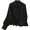 image:imageGORGLITTER Womens Polka Dots Top Blouses Dressy Business Casual Outfits  Button Up Bishop Long Sleeve Tie Front Shirts Work Office Going Out Outfits Elegant Fancy ClothesBlack