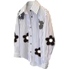 image:imageGORGLITTER Womens Rhinestone Top Blouses Dressy Business Casual Outfits  Floral Striped Button Up Long Sleeve Shirts Work Office Outfits Fall Fancy ClothesBlack and White