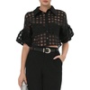 image:imageGORGLITTER Womens Sheer Mesh Crop Top Button Up Shirts Puff Sleeve Blouse  Sheer Tops for Women Blouses Dressy Casual Concert Going Out Top Crop Button Down ShirtsBlack