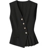 image:imageGORGLITTER Womens Sleeveless Top Blazer Vest Button Up Suit Vest Blouse  Asymmetrical Button Up Wrap Vest Ruffle Hem Dressy Vest Blouse Business Office Work Suit Vest TopBlack
