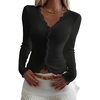image:imageGORGLITTER Womens Y2k Long Sleeve Lace Button Up Shirt Going Out Tops  Long Sleeve Deep V Neck Lace Button Up Kawaii Sweater Gyaru Clothes Y2k Blouse for Going OutBlack
