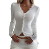 image:imageGORGLITTER Womens Y2k Long Sleeve Lace Button Up Shirt Going Out Tops  Long Sleeve Deep V Neck Lace Button Up Kawaii Sweater Gyaru Clothes Y2k Blouse for Going OutLace White