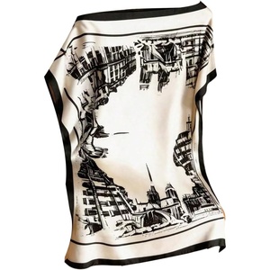 image:imageGORGLITTER Womens Off The Shoulder Cape Tops Casual Elegant Graphic Satin Dolman Sleeve Scarf Shirt Blouse TopMulticolor