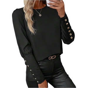 image:imageGORGLITTER Womens Work Blouse Long Sleeve Business Dressy Office Outfits  Button Back Leg of Mutton Tops Business Attire Corporate Clothes Fall Outfits Office Wear 2026Black
