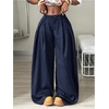 image:imageGORGLITTER Womens Barrel Pleated Oversized Wide Leg Cargo PantsBlue