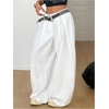 image:imageGORGLITTER Womens Barrel Pleated Oversized Wide Leg Cargo PantsWhite