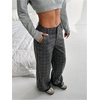 image:imageGORGLITTER Womens Plaid Low Rise Pants Trousers Baggy Wide Leg Dress PantsDark Grey