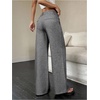 image:imageGORGLITTER Womens Plaid Low Rise Pants Trousers Baggy Wide Leg Dress PantsMedium Grey
