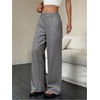 image:imageGORGLITTER Womens Plaid Low Rise Pants Trousers Baggy Wide Leg Dress PantsMedium Grey