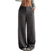 image:imageGORGLITTER Womens Plaid Low Rise Pants Trousers Baggy Wide Leg Dress PantsGrey