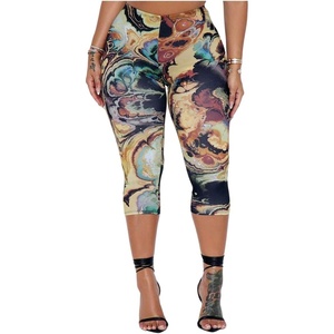 image:imageGORGLITTER Womens Marble Print Capri Pants Y2K Going Out Cropped LeggingsMulticolor