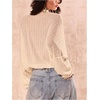 image:imageGORGLITTER Womens Lace Chiffon Long Sleeve Tops Deep V Neck Sheer BlousesApricot