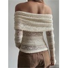 image:imageGORGLITTER Womens Lace Off The Shoulder Tops Cinched Waist Concert TopsBeige