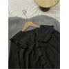image:imageGORGLITTER Womens Peter Pan Collar Shirt Long Sleeve Blouses Dressy Casual Button Down Shirt Fall TrendyBlack