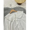 image:imageGORGLITTER Womens Peter Pan Collar Shirt Long Sleeve Blouses Dressy Casual Button Down Shirt Fall TrendyWhite