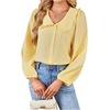 image:imageGORGLITTER Womens Peter Pan Collar Shirt Long Sleeve Blouses Dressy Casual Button Down Shirt Fall TrendyYellow