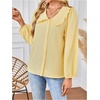 image:imageGORGLITTER Womens Peter Pan Collar Shirt Long Sleeve Blouses Dressy Casual Button Down Shirt Fall TrendyYellow